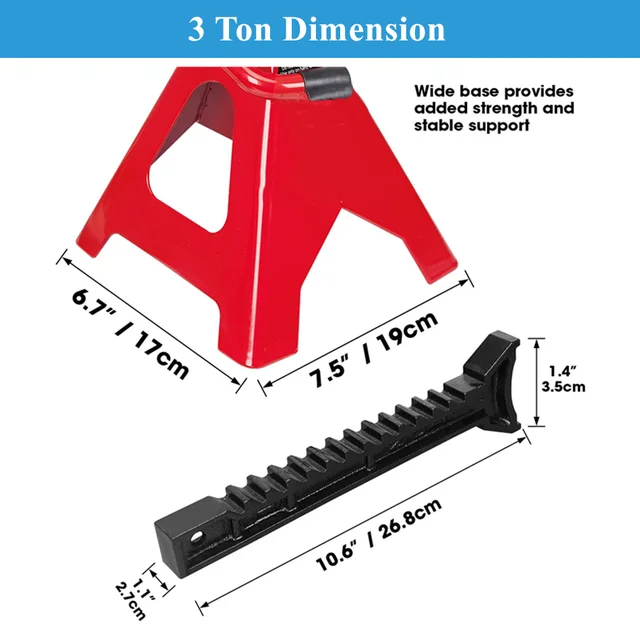 ASME Safety Standards 3 Ton 6000 lb Capacity Steel Jack Stands Double Locking Support for Cars SUV ATV Lifting Machine 2