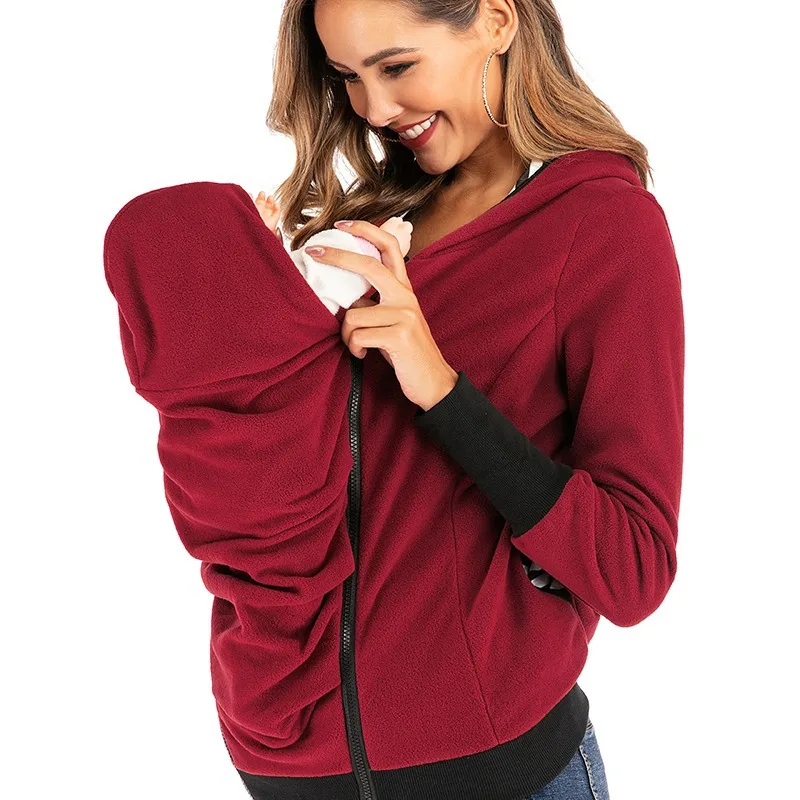 

Autumn and winter new nursing clothes maternity clothes plus velvet thick kangaroo sweater