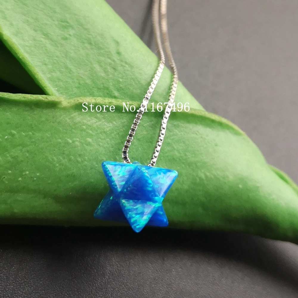 Акция! Женское Ожерелье с опалом Merkaba серебро 8 мм 3D звездой для подарка женщин |