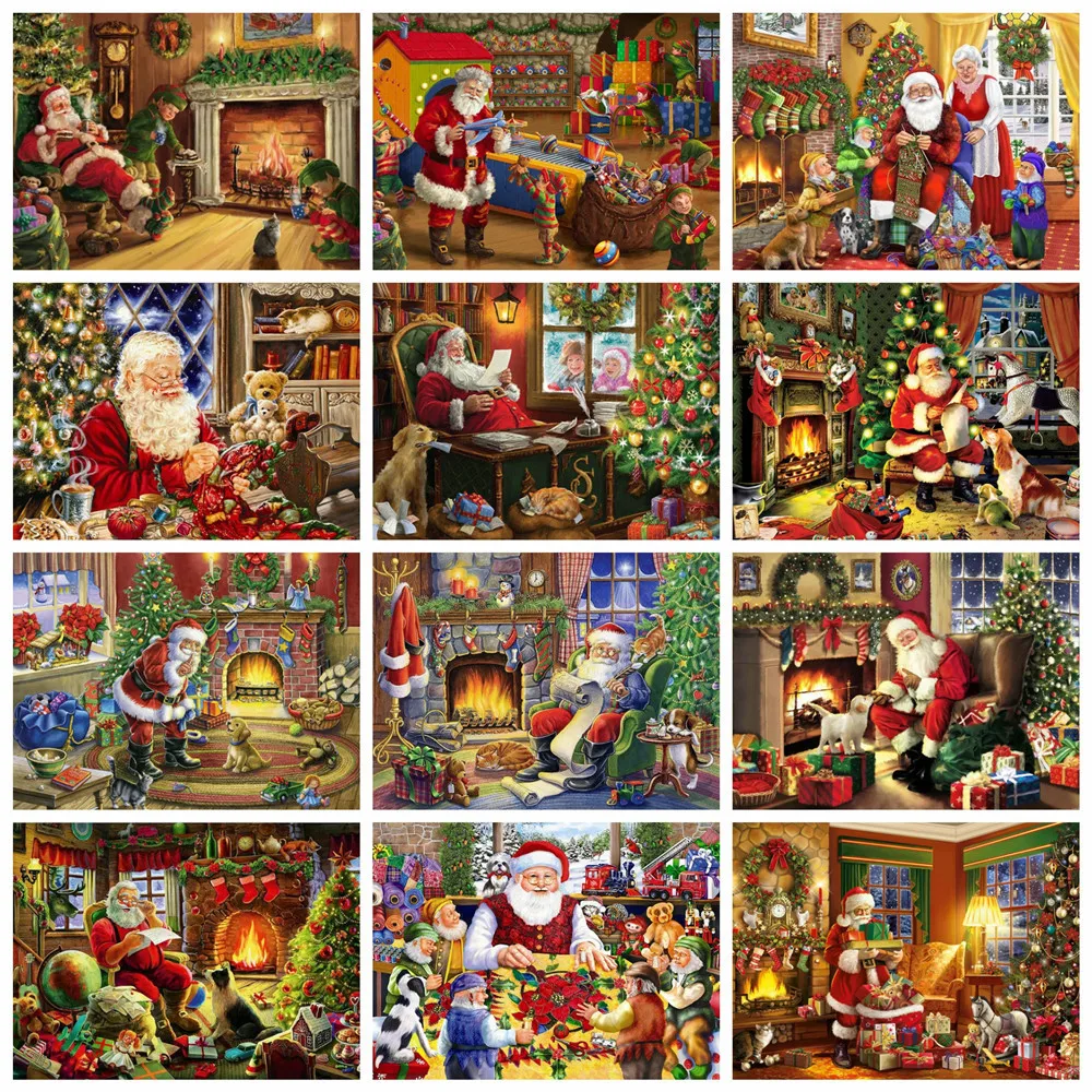 

Алмазная живопись Huacan, вышивка, бриллиантовая мозаика, Рождественский домашний декор