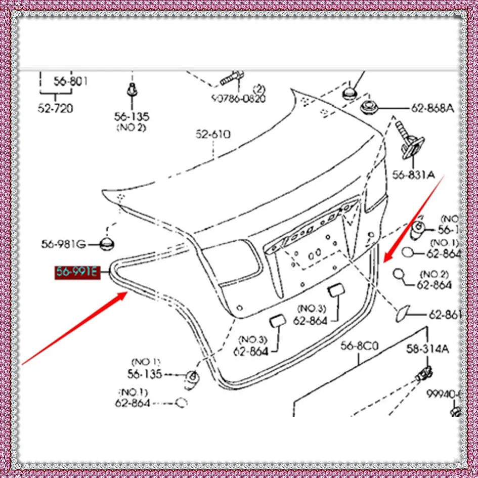 Уплотнитель для крышки багажника автомобиля резиновое уплотнение Mazda 6 2002 2008 гг