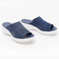 2021 new knitted wedge sports corrective sandals open toe non slip platform sandals arch support comfortable for summer slippers