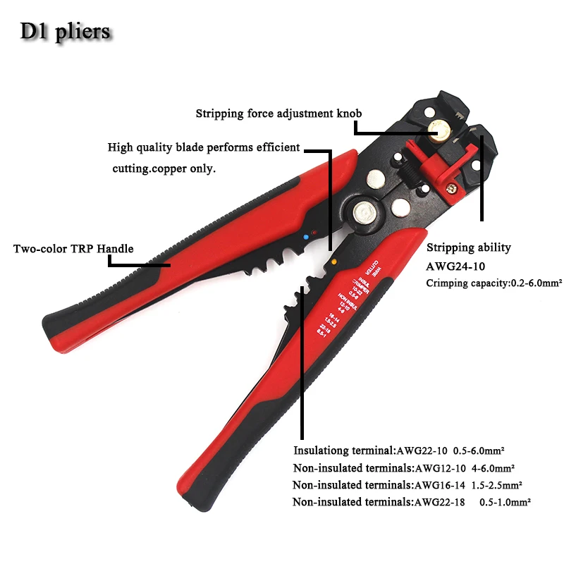 

Stripping Multifunctional Pliers, Used For Cable Cutting, Crimping Terminal 0.2-6.0mm