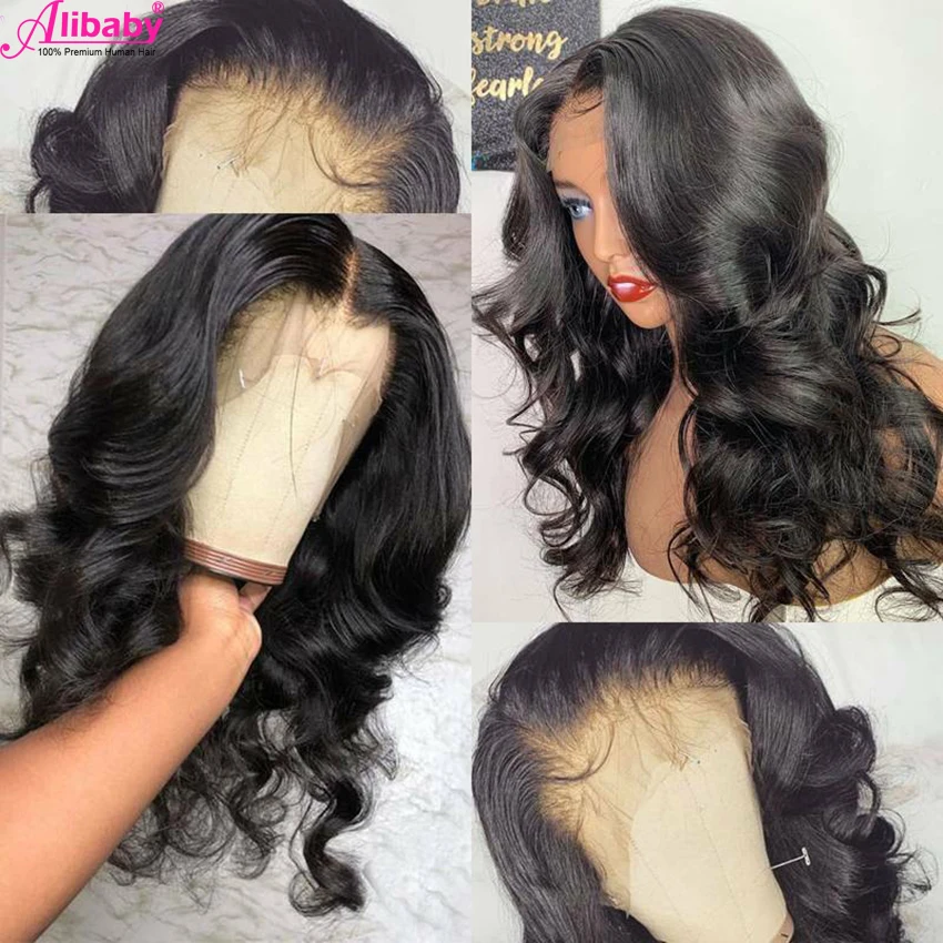 Online Wig Gelombang Longgar Brasil 13X4 Wig Rambut Manusia Renda Depan Untuk Wanita Hitam150 Wig Penutupan Renda Keriting Remy 4X4