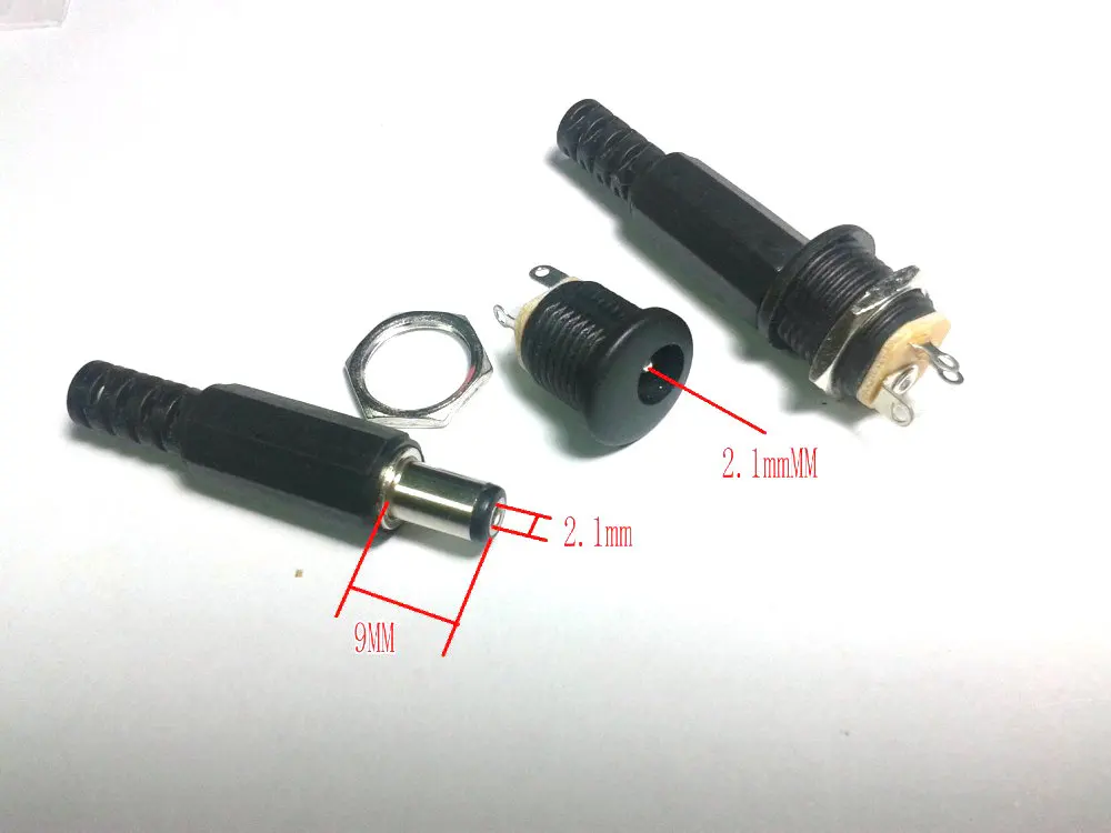 

10SET DC (2.1mm x 5.5mm Male Plug + Female Socket Panel Mount Jack) adapter