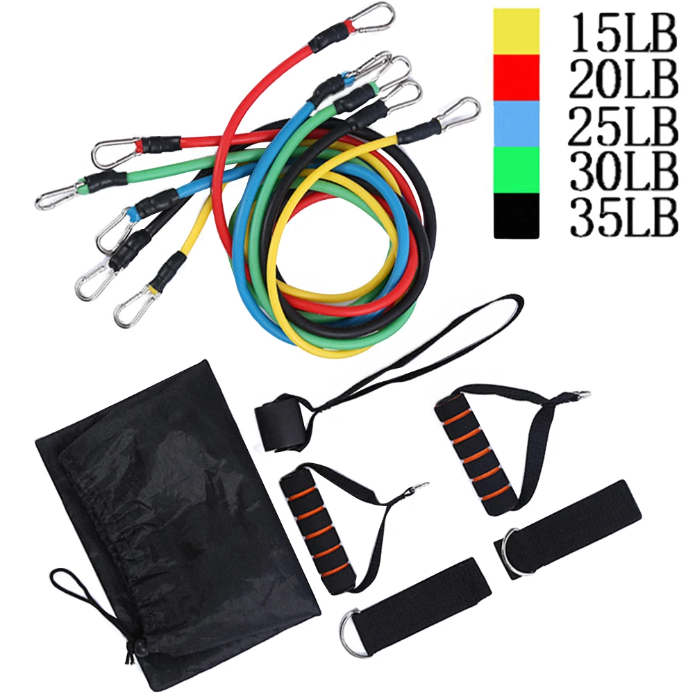 11Pcs/Set Pull Rope Fitness Resistance Bands Latex Tubes For Exercises Stretch Training Home Gyms Elastic | Спорт и развлечения