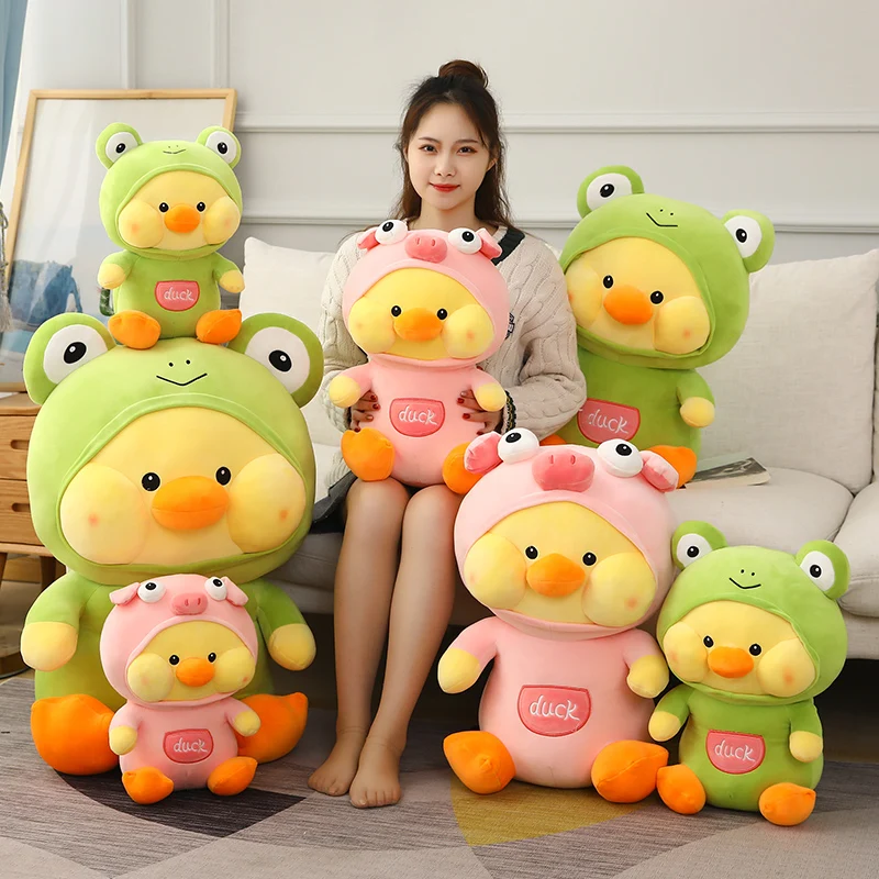 

1pc 45/60CM Plush Yellow Duck Dressing Up Frog Pig Baby Sofa Bed Lovely Stuffed Animal Cushion For Girlfriend New Year Gift