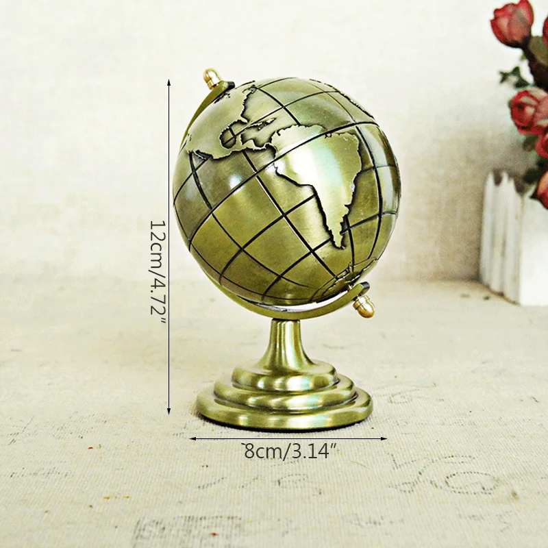 

Handmade Metal Globe Model Miniature Model Metal Figurines For Home Decoration Simulation Global Ornaments Study Room Decor Gift