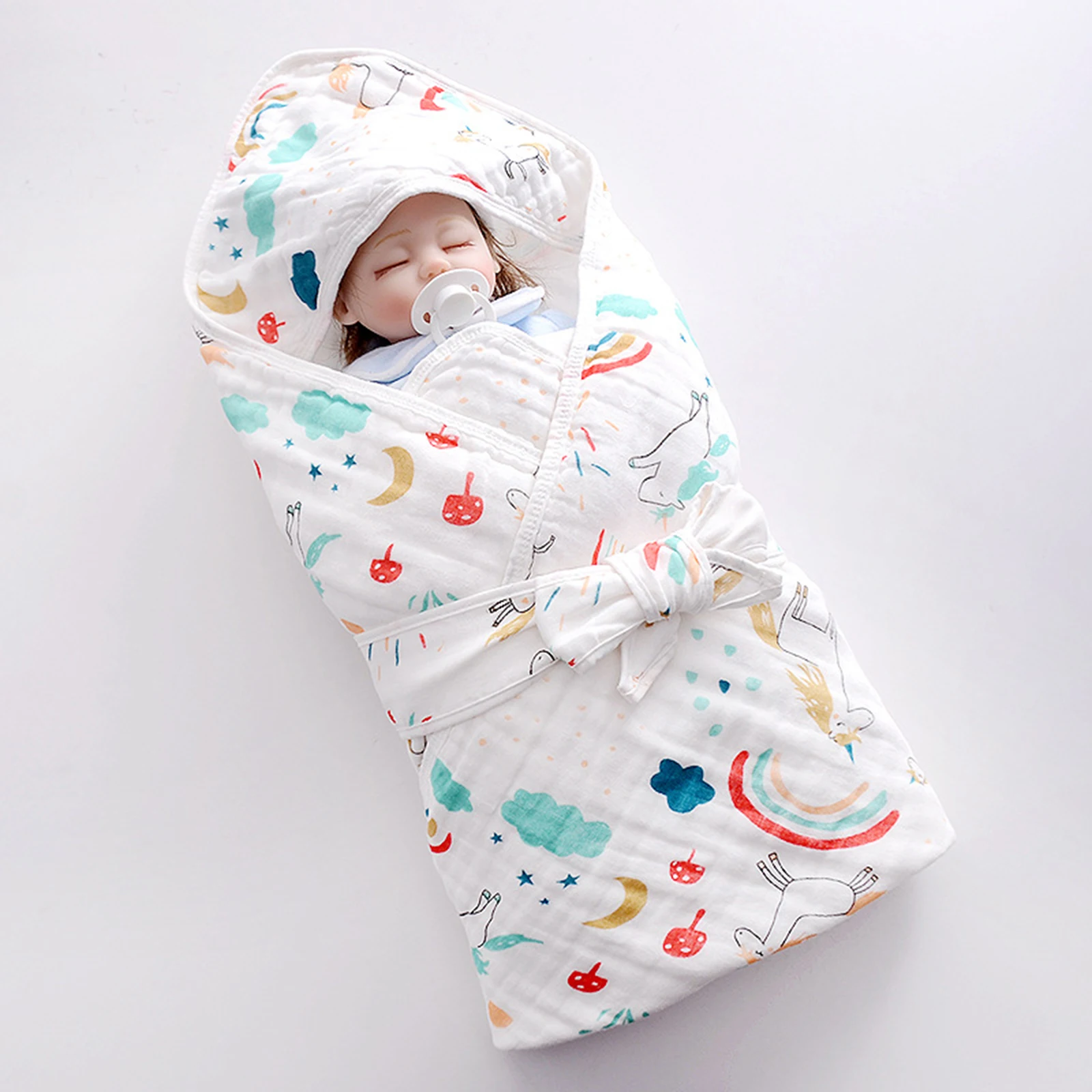 

Cartoon Cotton Newborn Swaddle Blanket With Hat Baby Receiving Blanket Bedding Cute Infant Sleeping Bag Soft Infant Beach Towel