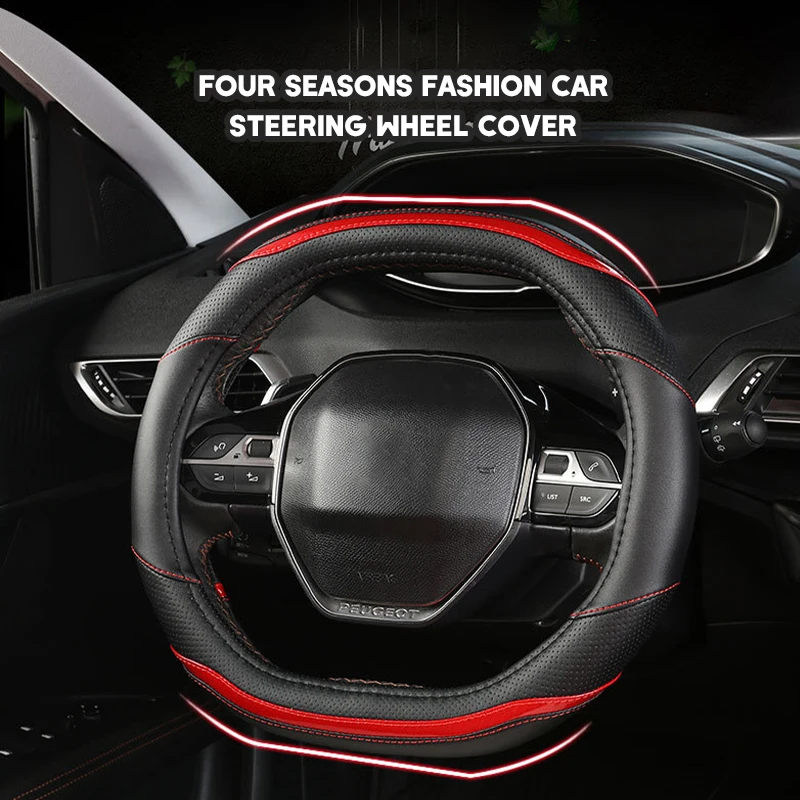 

Car Steering Wheel Cover Carbon Fibre + PU Leather For Peugeot 3008 4008 5008 Auto Accessories Interior
