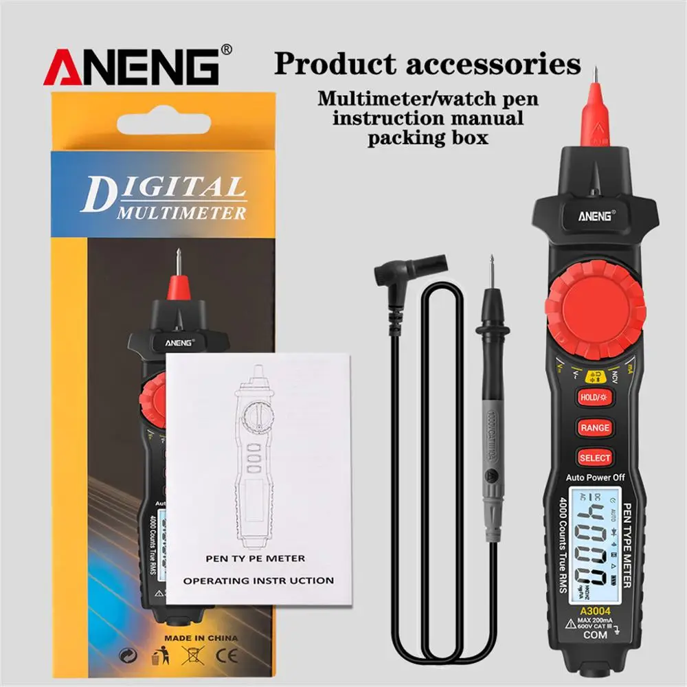 

A3003/A3004Digital Pen Multimeter 4000 Counts AC/DC Current Meter Electric Handheld Tester Voltage Resistance Profesional Tool