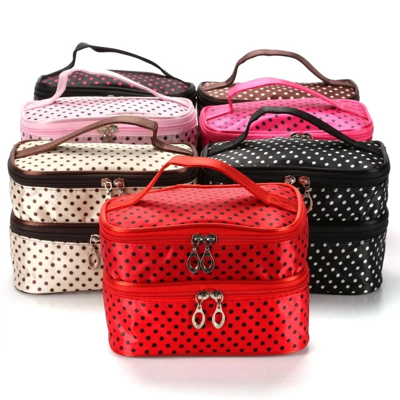 

Double Layer Cosmetic Bag Used for Kitchen Bathroom Bedroom Travel Storage Multifunction High Capacity Skin Care Cosmetic Cases