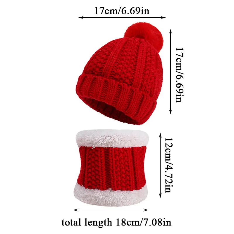 

Two pieces Hat Scarf Set Beanie Cap Children's Hats Girls Caps Fake Ball Pompon Keep Warm Winter Knitted Skullies Kids Bone
