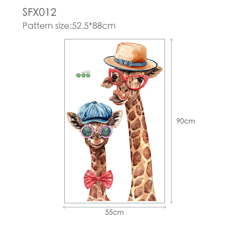 

Creative Animal Mother and Child Giraffe with Glasses Wall stickers Home Decor Living Room Christmas Decorations Modern Poster