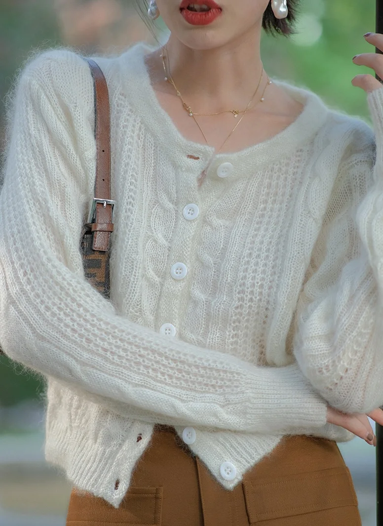 Новинка 2021 Ранняя весна французский пасторальный мягкий мохеровый вязаный