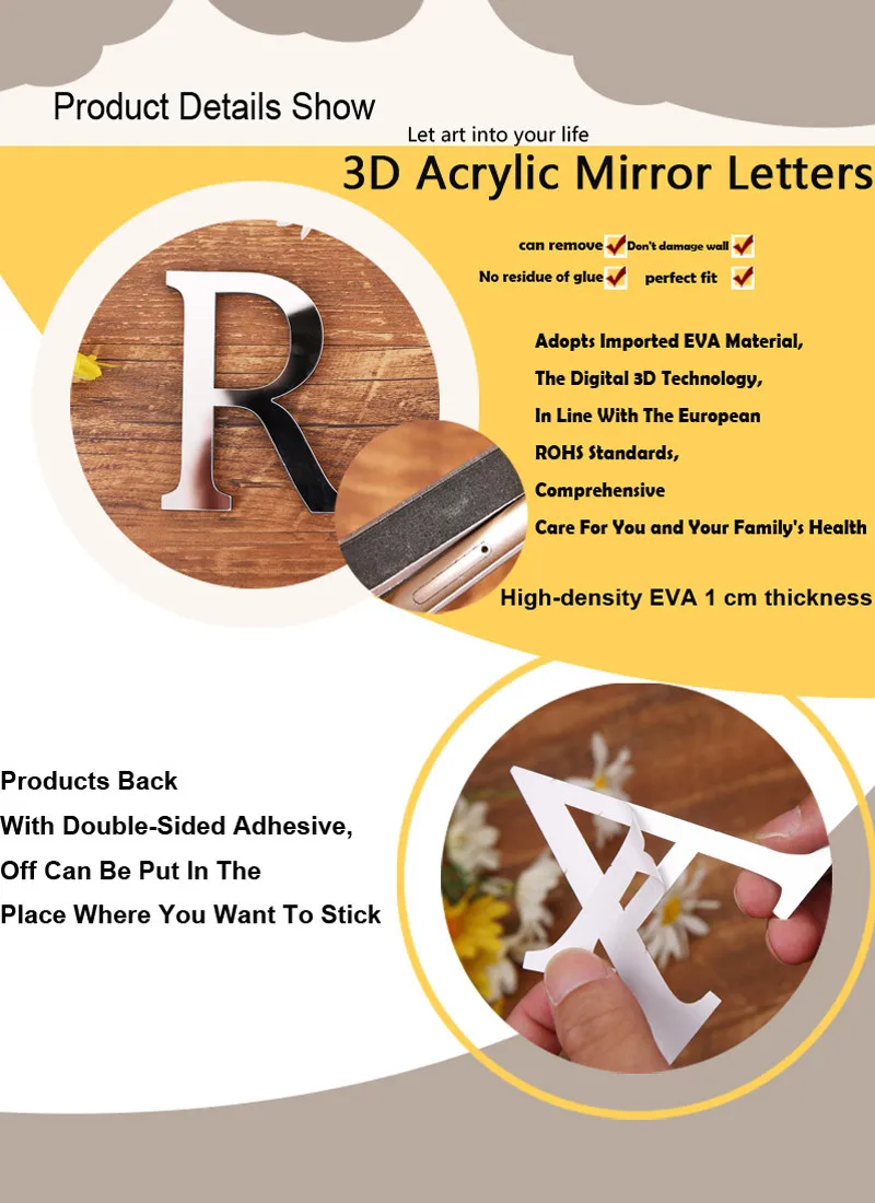 10CM 3D Mirror Letters Wall Stickers For Logo Name Alphabet Wedding Love English Home Decor Black/Gold/Silver/Red | Дом и сад