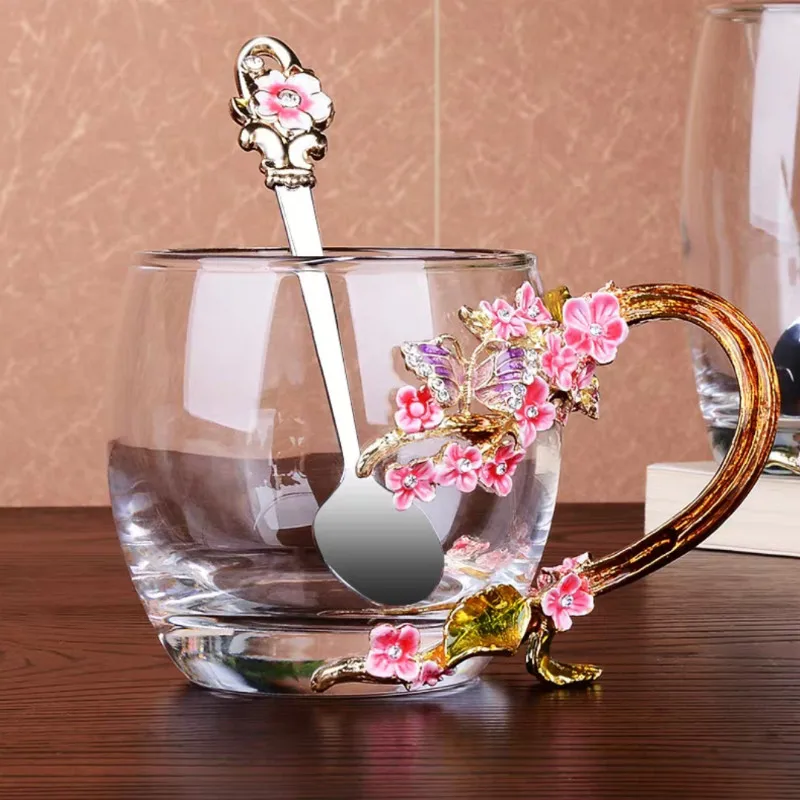 Цветная эмалированная Цветочная чайная чашка кружка для кофе молока завтрака