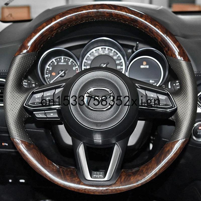 

For Mazda 3 onxela atenza CX5 CX8 CX4 CX3 DIY hand-stitched leather steering wheel cover car wheel cover Interior accessories