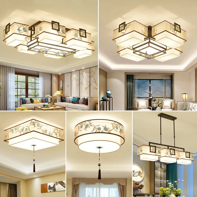 

Светодиодный потолочный светильник, Современная китайская лампа, железный домашний потолочный светильник для гостиной, спальни, учебы, сто...