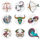 Термонаклейка со знаками Зодиака, наклейка для одежды, наклейка с животными, моющаяся наклейка, Термотрансферная Мужская футболка, аппликации