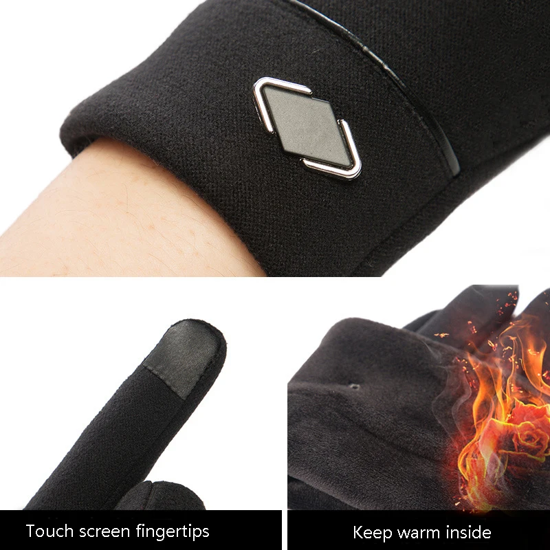 Winter Man Keep Warm Touch Screen Plus Velvet Inside Thin Section Outdoor Cycling Windproof Elasticity Non Slip Fashion Gloves