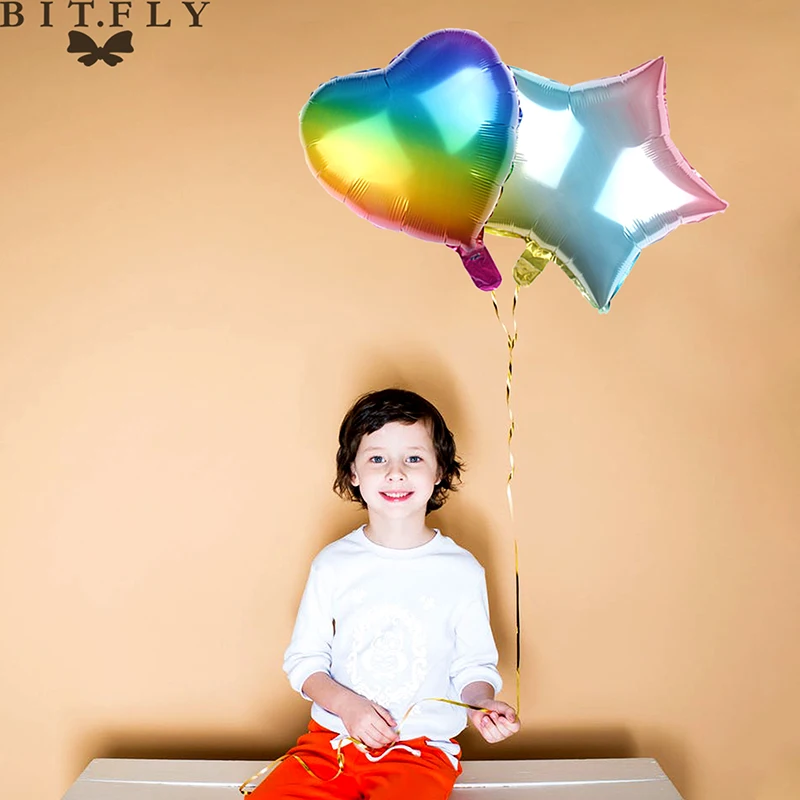 1 шт. 18 дюймов фольгированные шары градиент сердце/звезда воздушный шар Дети день