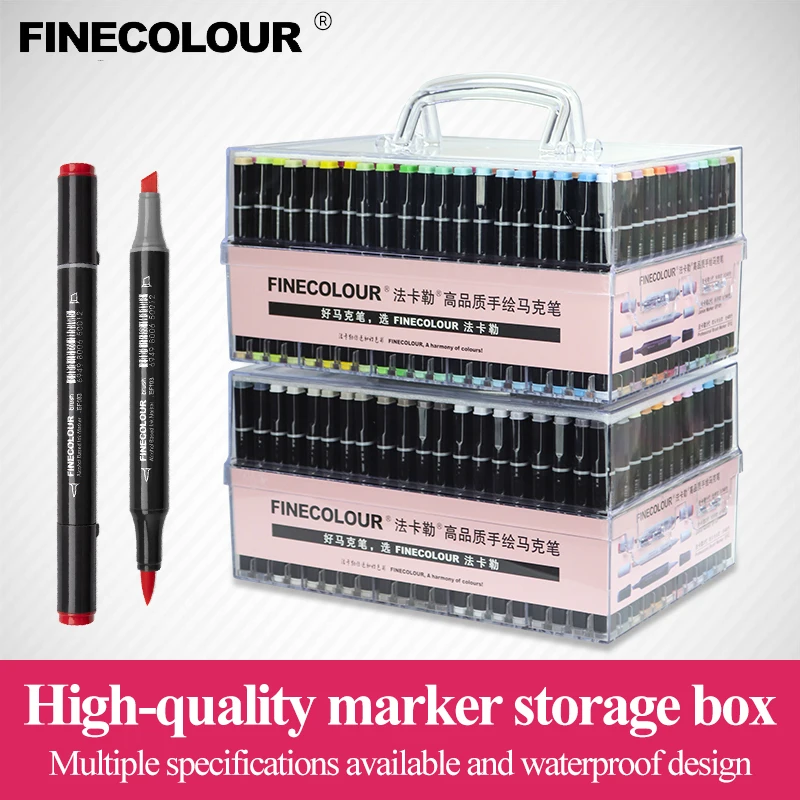 Finecolour Art Markers/Plastic Portable Hard Box EF100/101/102/103 160/240/480 Colors Alcohol Based Ink Marker Double-Head Brush