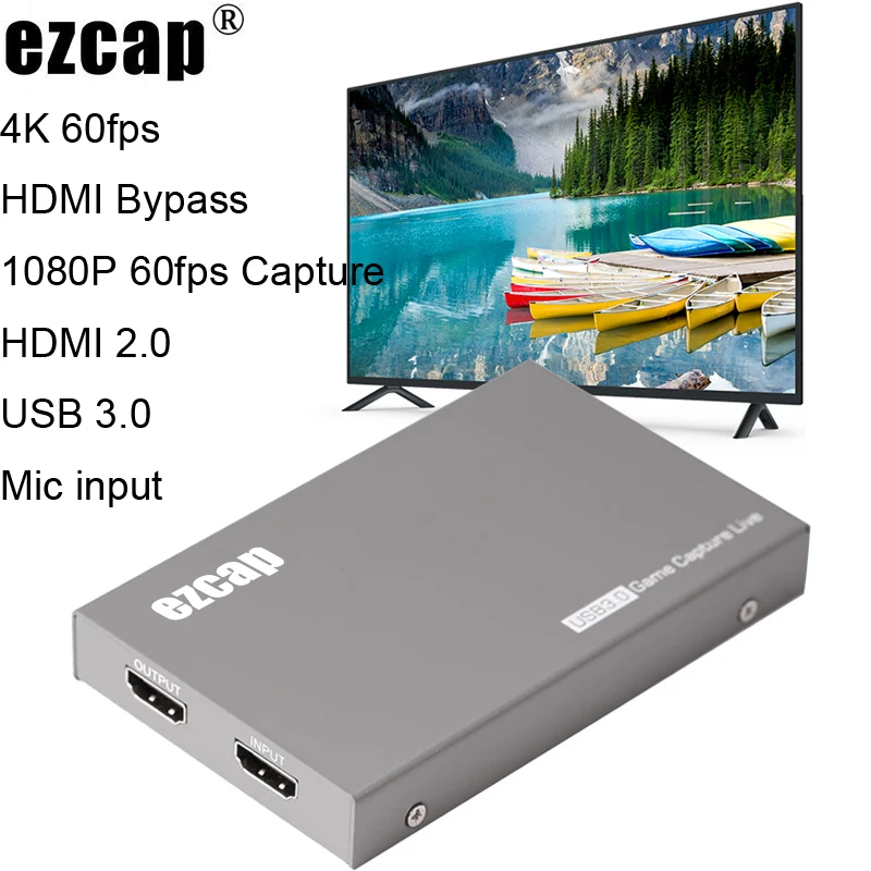 4K 60fps HDR HDMI петля видео захвата карты USB 3 0 игра Live Streaming Plate 1080p Запись Коробка