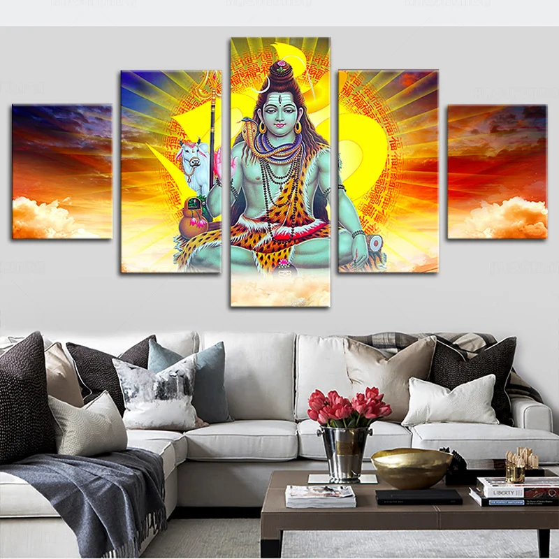 HD Печатный декор домашняя гостиная настенная живопись 5 штук индуийский Бог лорд