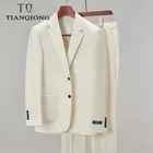 Мужской свадебный костюм, черный, белый, бордовый, Повседневный, демисезонный, облегающий (пиджак + брюки), 2021