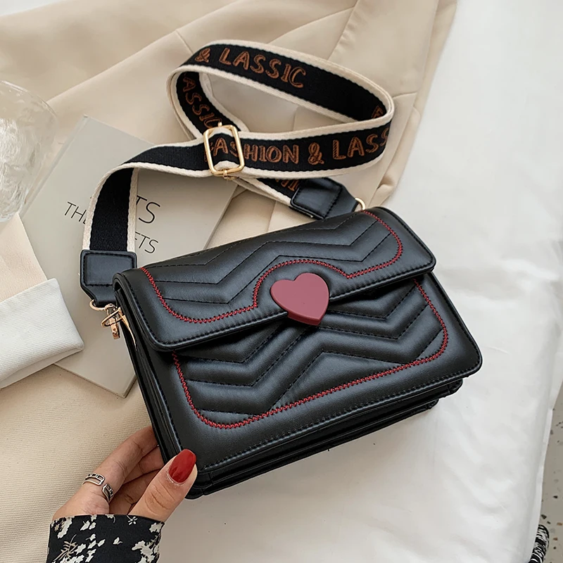 

Small Lingge PU Leather Crossbody Bag with Wide Shoulder Belt Tote 2021 Fashion Luxury Ladies Handbags and Purses Designer