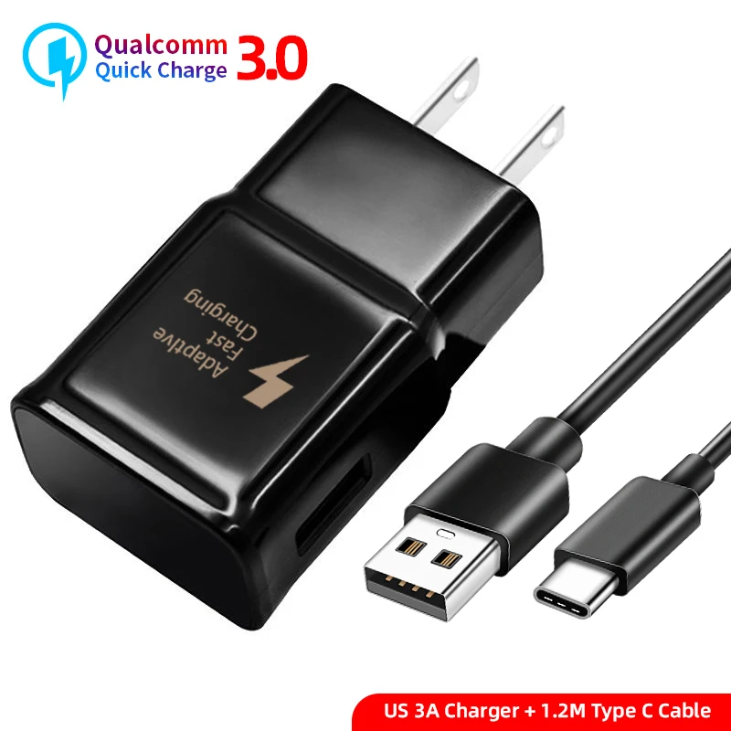 3A US USB кабель для быстрой зарядки типа C EU/US/KU настенный для samsung Galaxy S9 S8 Plus для huawei P20 Pro адаптер для быстрой зарядки USB C кабель - Тип штекера: 3A US