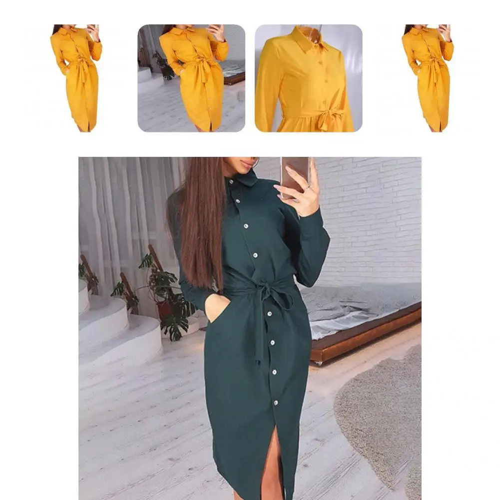 Платье-рубашка средней длины на пуговицах с мягкой текстурой | Женская одежда