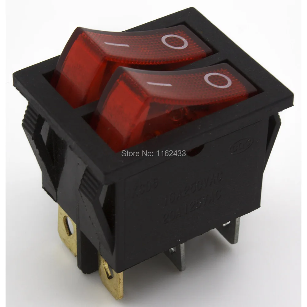 5 шт./лот KCD6 202N rocker switch перфорированный 26x22 мм 6 контактный ON OFF Выключатель питания
