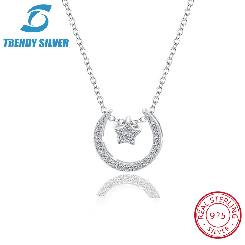 Женская цепочка из серебра 925 пробы с кулоном розового золота|Ожерелья| |