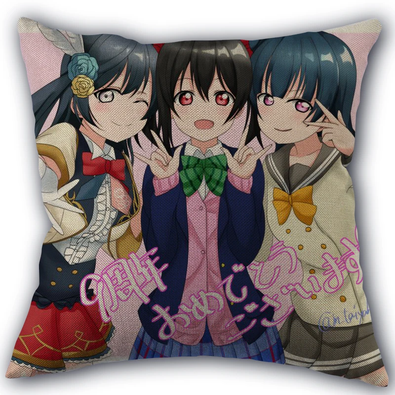 

Custom Love Live! Anime Pillowcase Linen Cotton Fabric Pillowcases Wedding Pillow Cover Home Decorative size 45x45cm one side