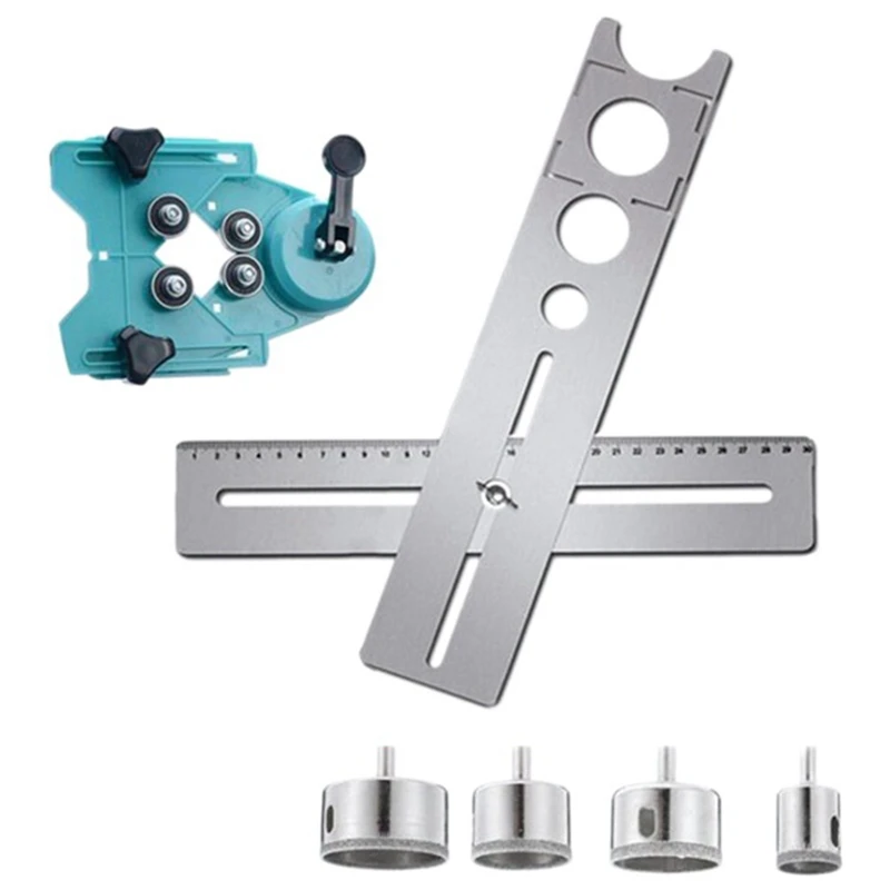 

6 Pcs Stainless Steel Ceramic Tile Hole Locator Wall and Floor Tile Drill Bit Punch God Multi-Function Measuring Tool