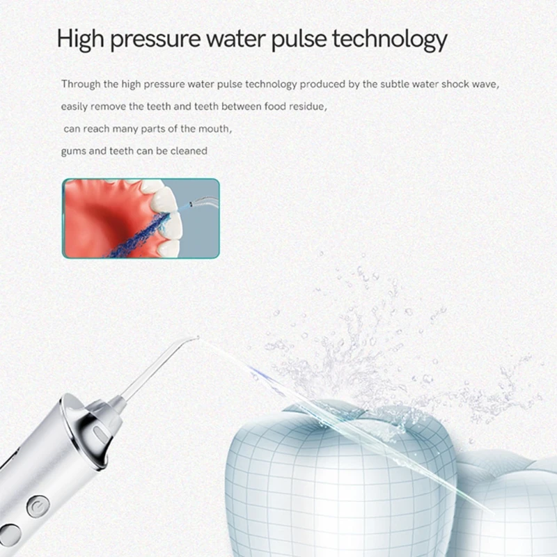 

Water Flosser Cordless Teeth Cleaner Dental Oral Irrigator with 5 Jet Tips X7JA