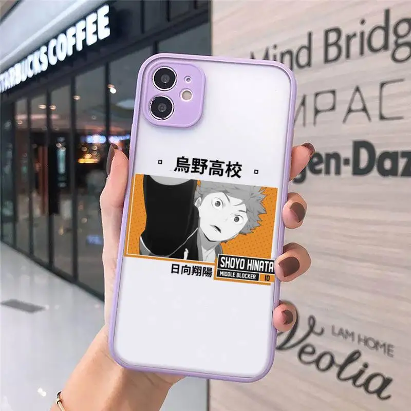 

volleyball boy Haikyuu!! Anime Phone Cases Matte transparent For Purple iPhone 12 Mini 11 Pro XR XS Max 7 8 Plus X Back Cover