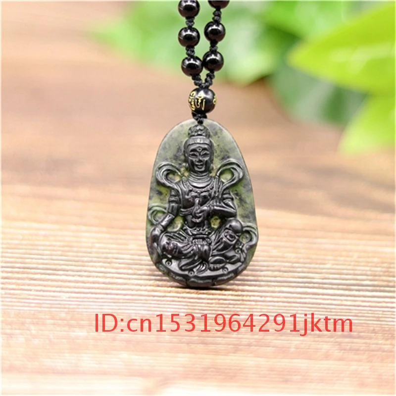 Подарки Нефритовое резное вручную ожерелье Гуаньинь черное китайское мужское