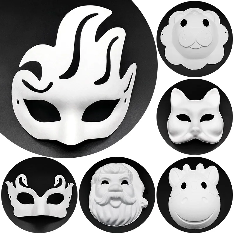 Рождественская маска для детского сада ручная роспись своими руками белая из