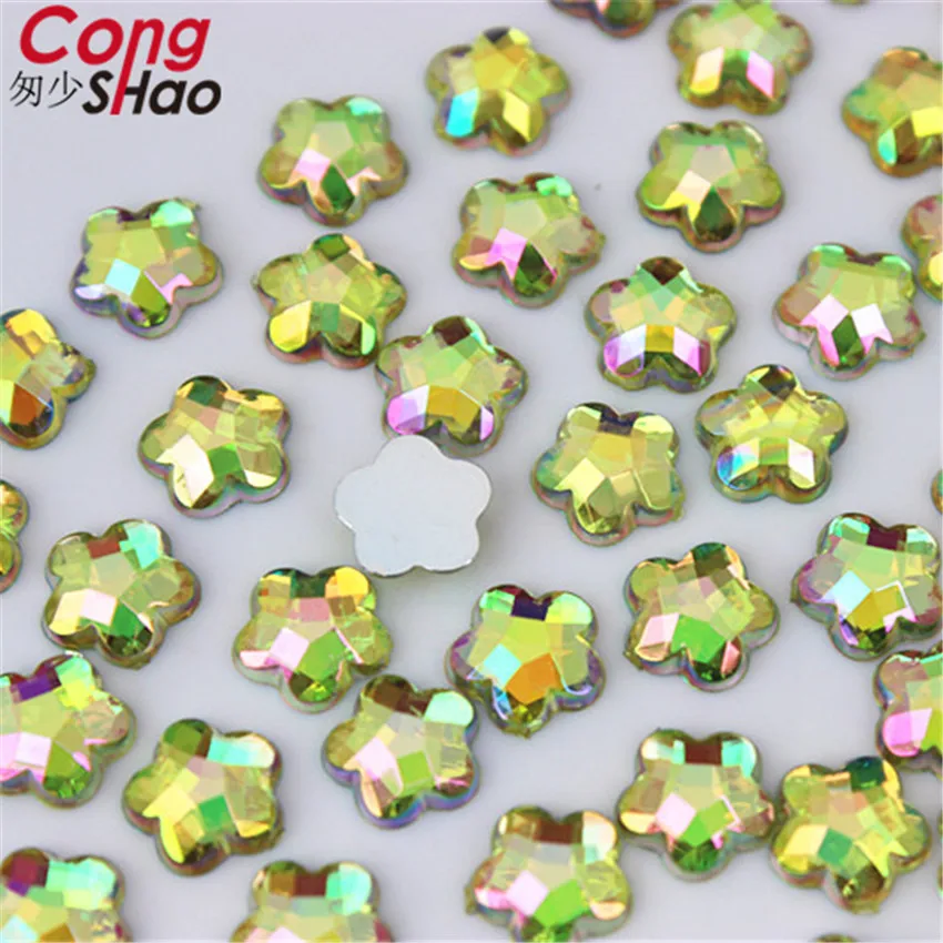 100 шт. 8 мм Цветок 3D камешки для дизайна ногтей flatback Кристаллы акриловые Стразы AB