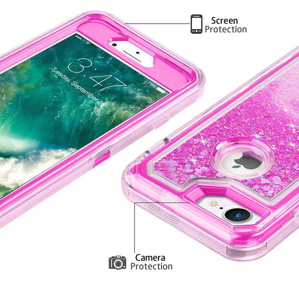 Гибридный 3D блеск Чехол книжка для iPhone 8 Plus 6 6S 7 X XS Max 12 11 Pro XR динамический зыбучие
