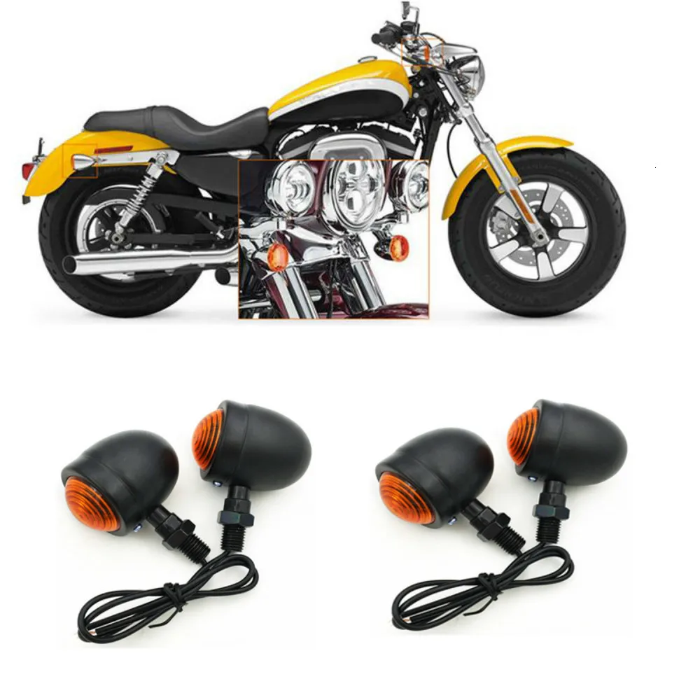 

4pcs Black Bullet Motorcycle Turn Signal Indicator Lamp Light Moto Blinker Light For Harley Honda Fatboy Chopper Bobber Suzuki