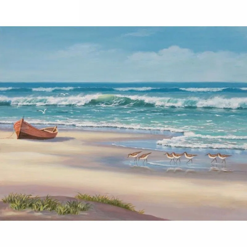 Новый 5D DIY Алмазная картина пляжная Морская Лодка Seabird вышивка полностью