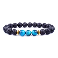 fashion lava tiger eye beads bracelets men nature stone chakra bracelet energy hematite charm bracelet yoga oil diffuser jewelry