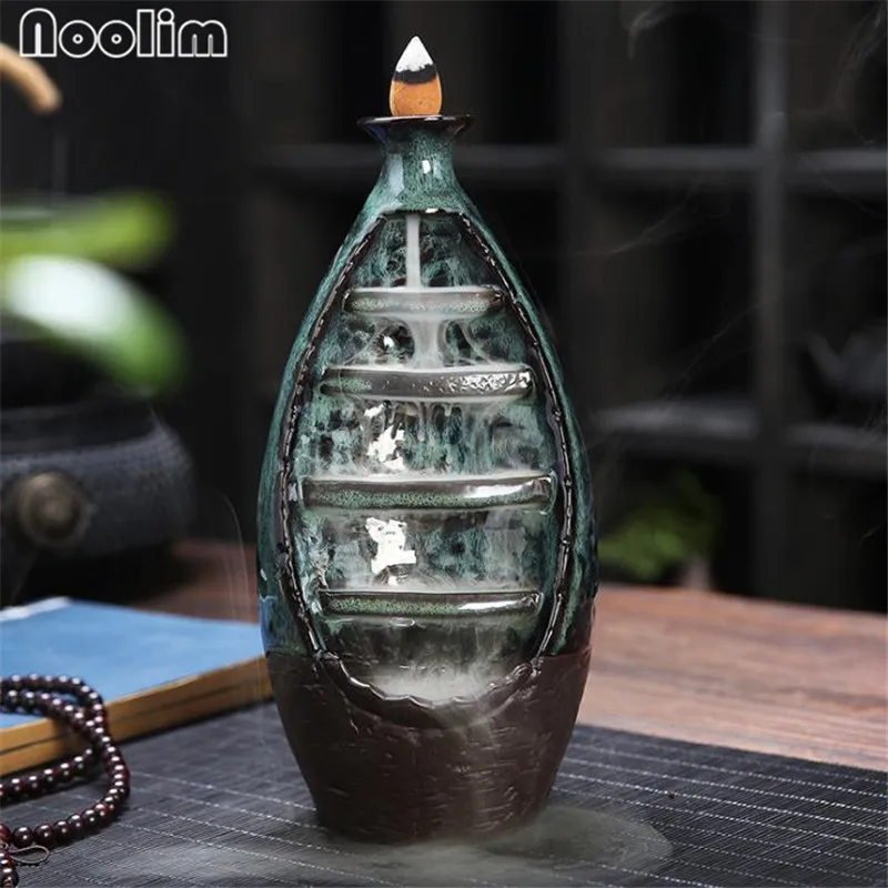 Новая керамическая курильница для благовоний горелка большого размера ремесла украшения дзен водопад благовония держатель для Рожков+ 10 шт Бесплатные конусы