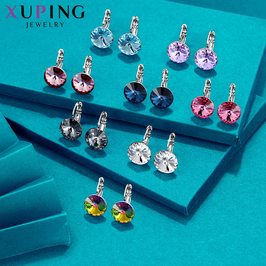 Xuping простой дизайн обручи серьги Модные Кристаллы от Swarovski Специальный стиль для девочек ювелирные изделия подарок S143/S142.2-97326/206