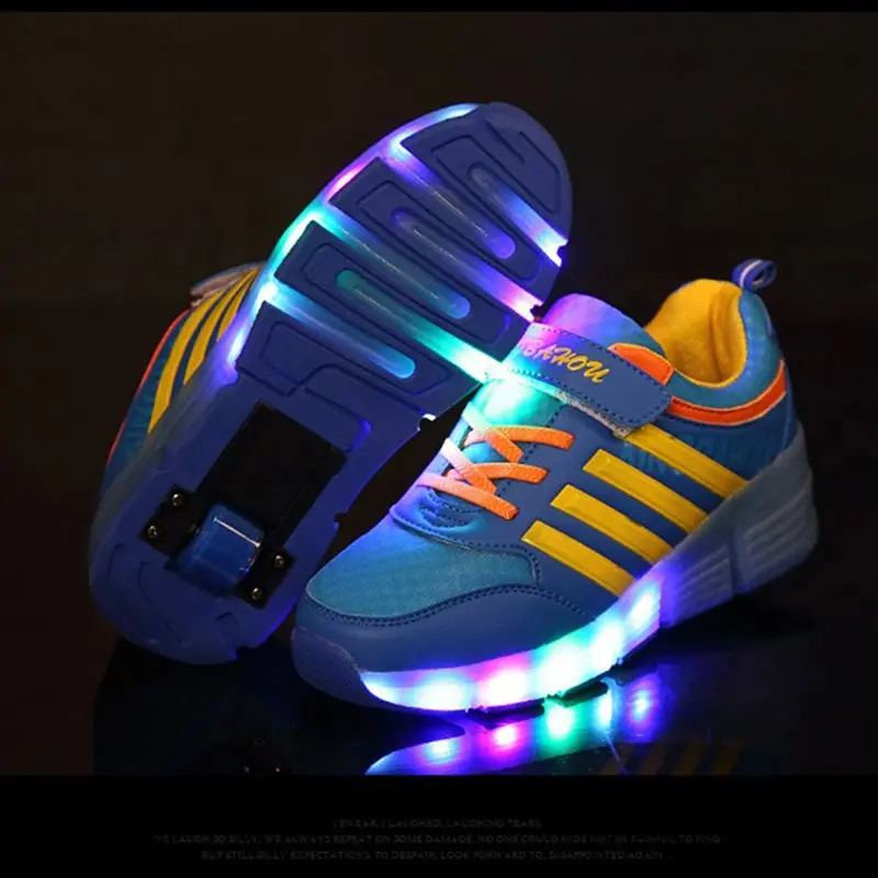 2019 New Casual Children Glowing Shoes Kids Light up Girls Boys Roller with Wheels met Summer tenis infantil | Детская одежда и