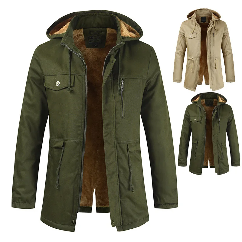 Parkas Winter Jackets Coats Fashion Slim Men's Overcoat Thick Mid-long Hats Casual Hombre Windbreaker Windproof MOOWNUC | Мужская